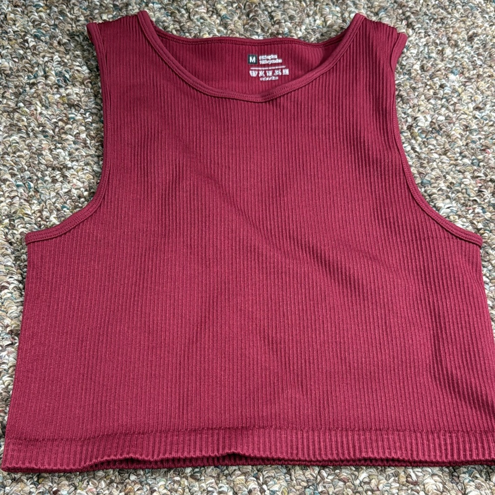 Wild Fable Ribbed Maroon Crop Top